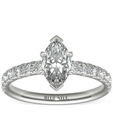 Scalloped Pavé Diamond Engagement Ring in 18k White Gold (3/8 ct. tw.)